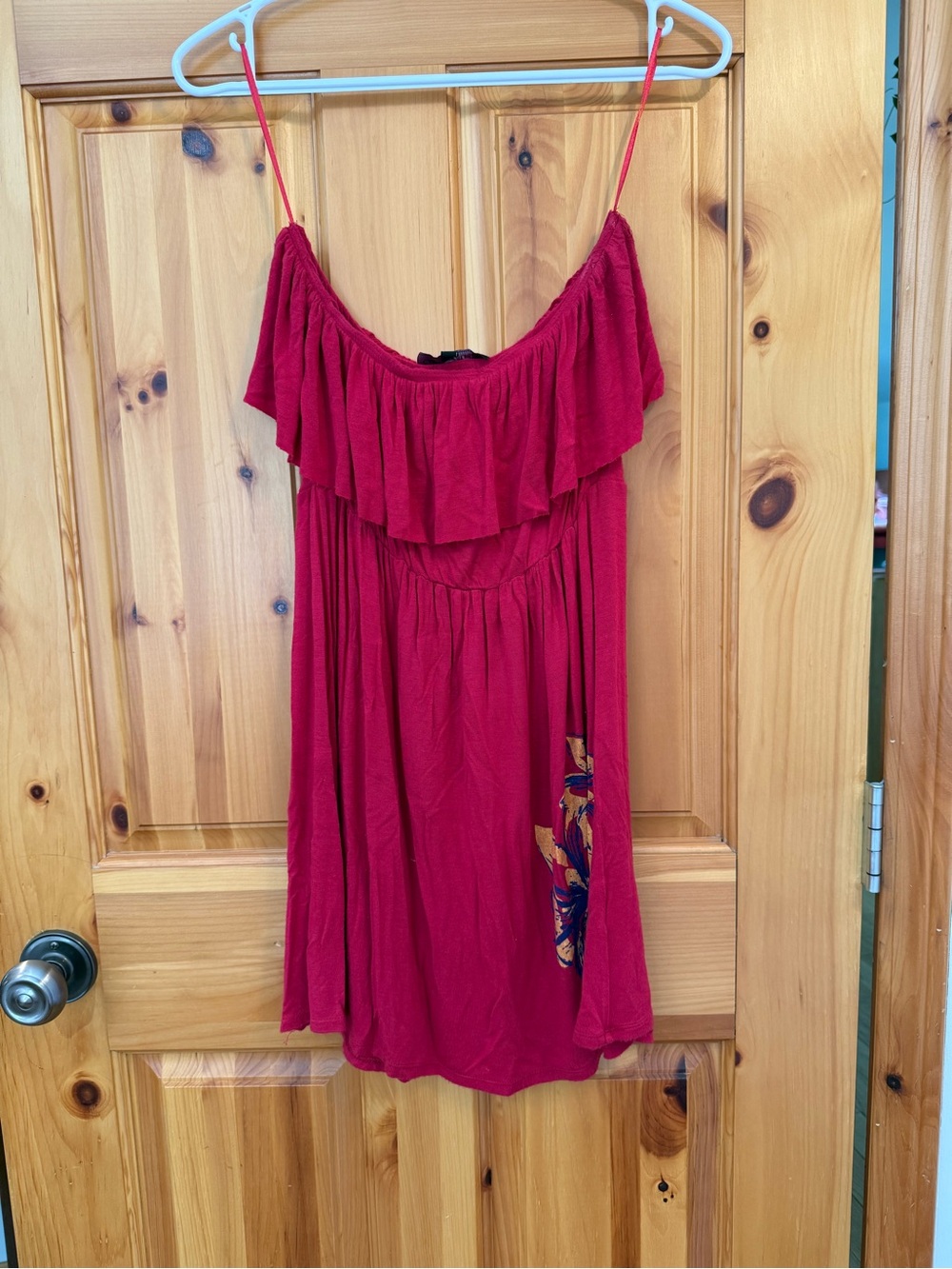 Off-Shoulder Ruffle Red Summer Dress